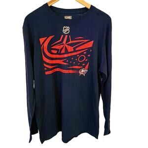 NHL Fanatics Columbus Blue Jackets Long Sleeve T-Shirt Men’s Large Navy Red NWT
